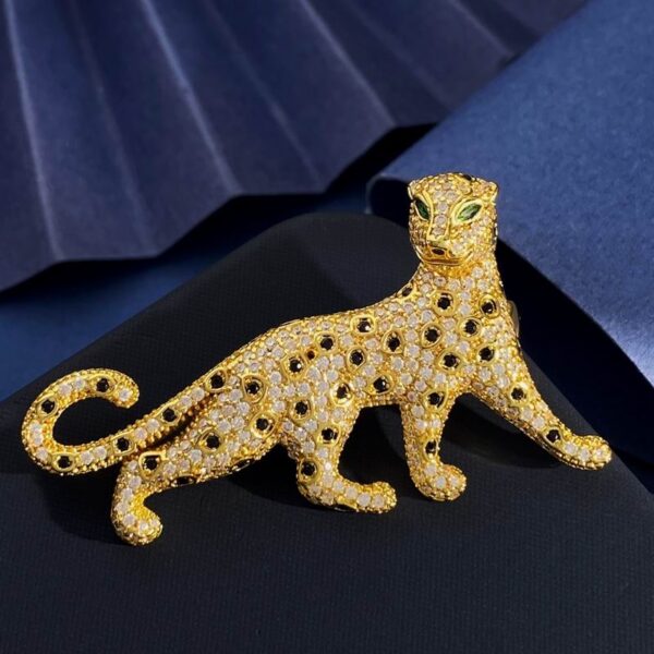Cartier Gold Crystal Embellished Jaguar Brooch