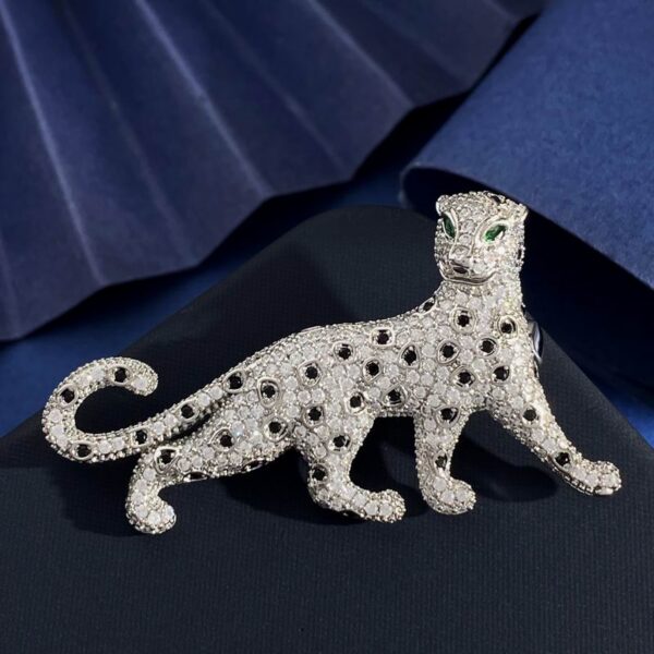 Cartier Silver Crystal Embellished Jaguar Brooch