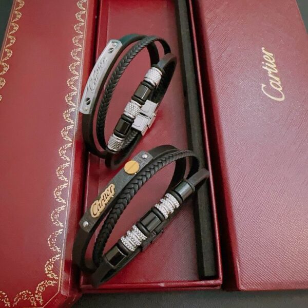 Cowhide Rope Bracelet Thai Silver Accents Retro Style