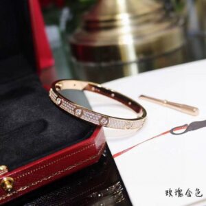 Love Bracelet Paved Model Crafted Rose Gold Set Brilliant-Cut Diamonds