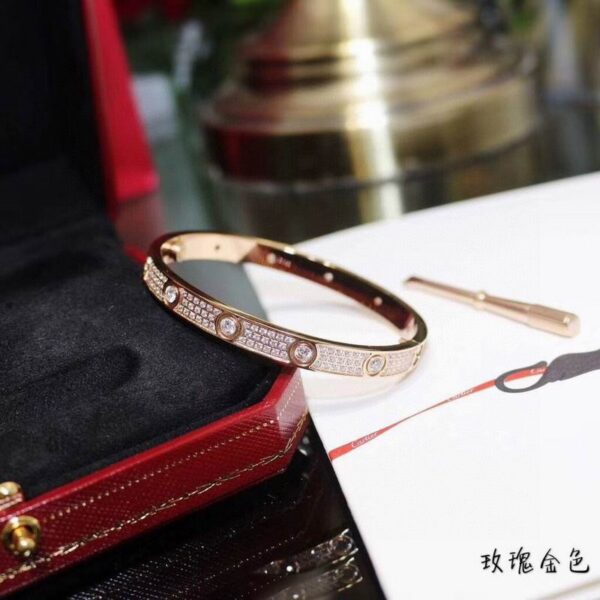 Love Bracelet Paved Model Crafted Rose Gold Set Brilliant-Cut Diamonds