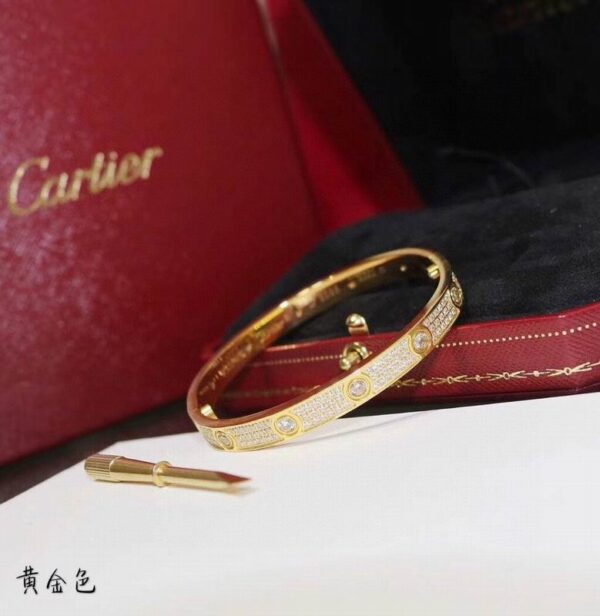 Love Bracelet Paved Model Crafted in Yellow Gold Set Brilliant-Cut Diamonds