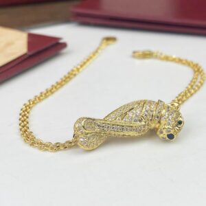 Diamond-Paved Gold Panther Bracelet