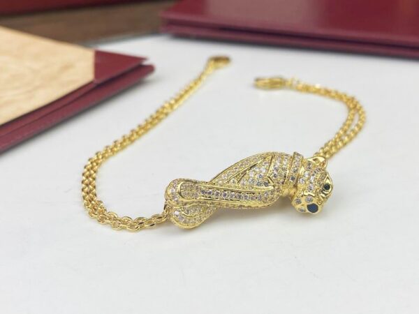 Diamond-Paved Gold Panther Bracelet