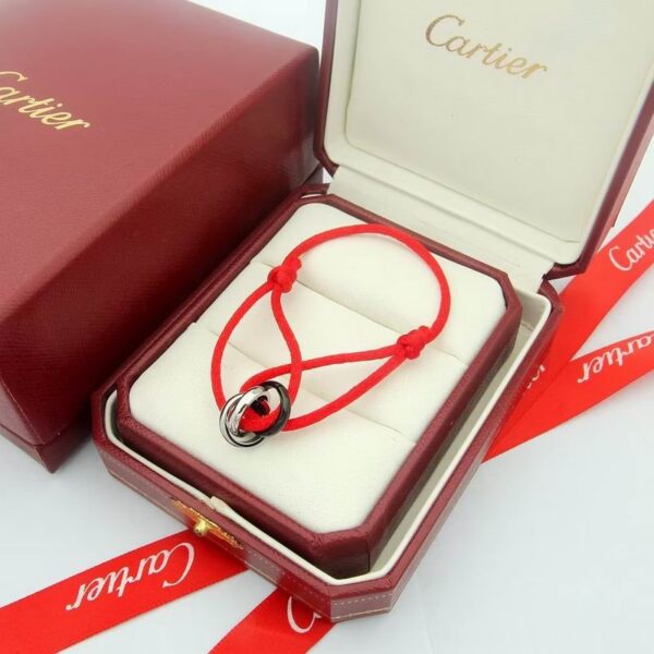 Trinity Cord Bracelet Featuring Three Interlocking Rings Red