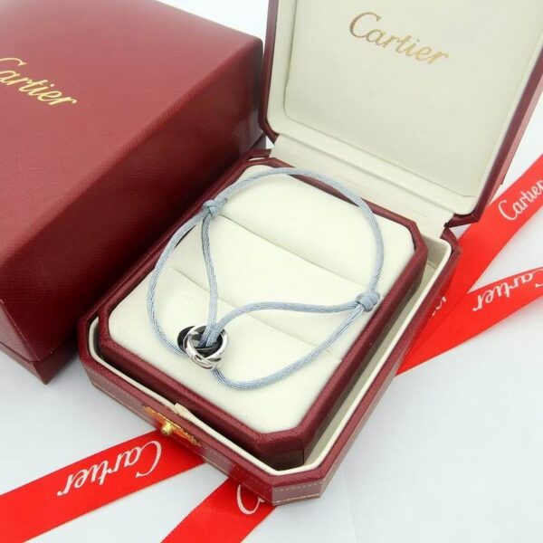 Trinity Cord Bracelet Featuring Three Interlocking Rings White