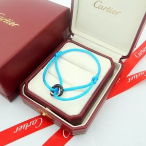 Trinity Cord Bracelet Featuring Three Interlocking Rings Blue