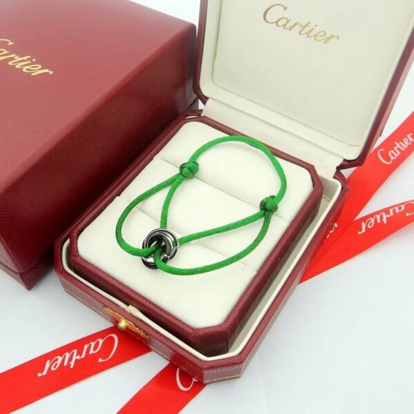 Trinity Cord Bracelet Featuring Three Interlocking Rings Green