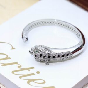 Panther-Style Bangle Bracelet Silver