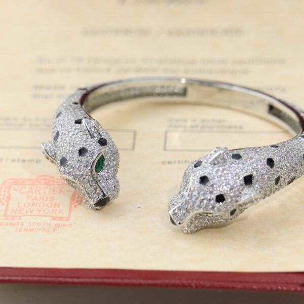 Jewelry Piece Panther Bangle Bracelet Silver