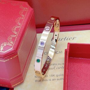 Love Bracelet Rose Gold Set Colored Gemstones