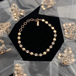 Rose Gold-Tone Station Bracelet Alternating Solid Discs & Bezel-Set Crystals
