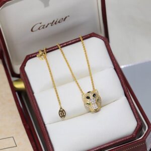 Cartier Panthere De Pendant Necklace Gold Diamonds
