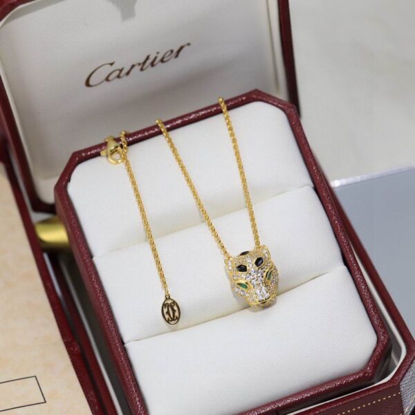 Cartier Panthere De Pendant Necklace Gold Diamonds