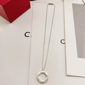 Cartier Love Necklace 18k White Silver Ring Pendant