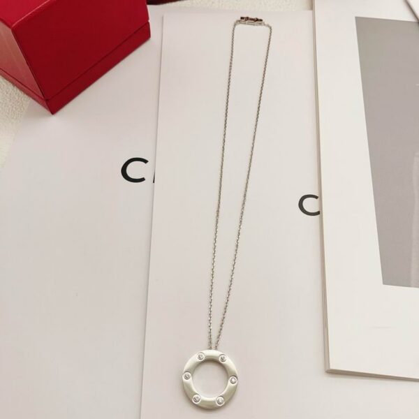 Cartier Love Necklace 18k White Silver Ring Pendant