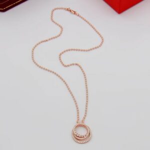 Cartier Swarovski Necklace Pendant Rose Gold Tone Clear Crystals