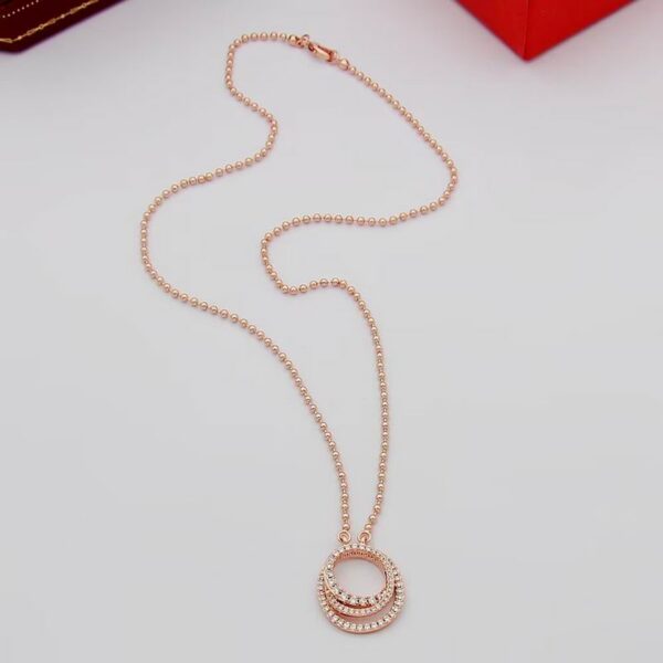 Cartier Swarovski Necklace Pendant Rose Gold Tone Clear Crystals