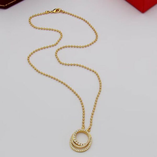 Cartier Swarovski Necklace Pendant Gold Tone Clear Crystals