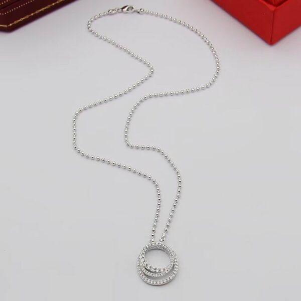 Cartier Swarovski Necklace Pendant Silver Tone Clear Crystals