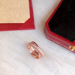 Etincelle De Single Row Diamond Cross Ring Rose Gold
