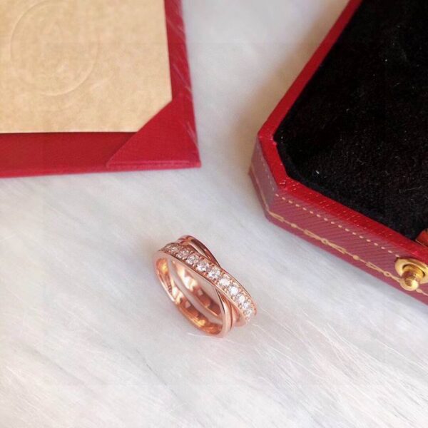 Etincelle De Single Row Diamond Cross Ring Rose Gold