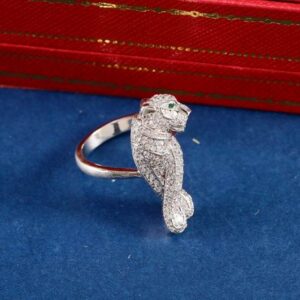 Panthère De Cartier Style Panther Ring Typically Crafted White Gold