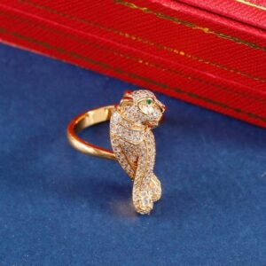 Panthère De Cartier Style Panther Ring Typically Crafted Yellow Gold