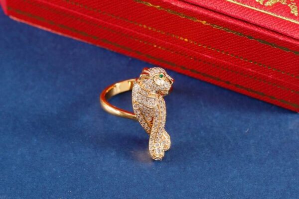 Panthère De Cartier Style Panther Ring Typically Crafted Yellow Gold