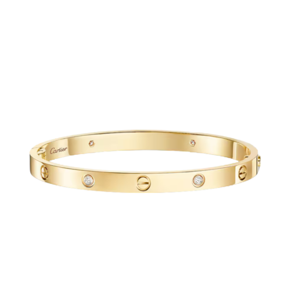Love Bracelet Medium Model 4 Diamonds Yellow Gold