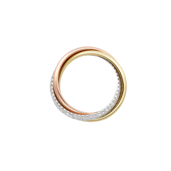 Trinity Ring Classic Model Half-paved White Gold/ Rose Gold/ Yellow Gold