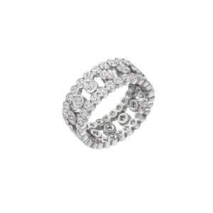Broderie De Cartier Ring Triple Row Diamonds White Gold