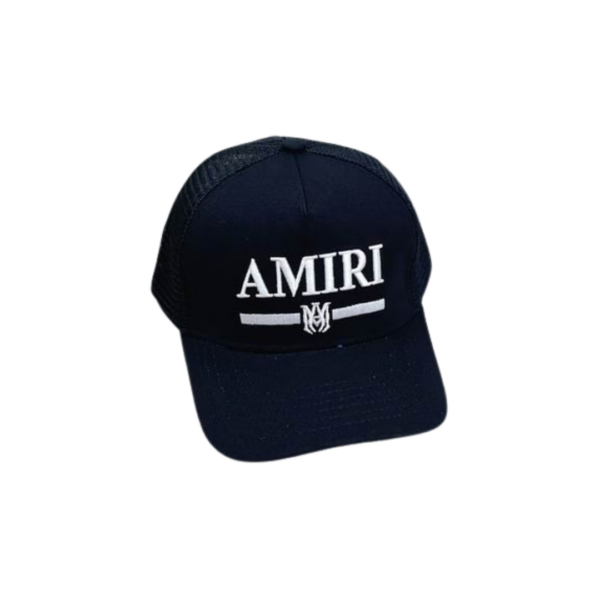 AMIRI White Logo Text On The Top Cap Black