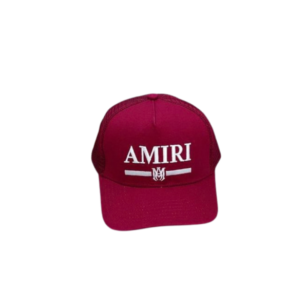 AMIRI White Logo Text On The Top Cap Burgundy