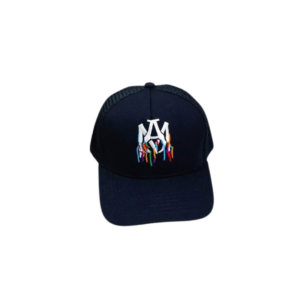 AMIRI Multicolour Logo Embroidered Canvas Mesh Trucker Paint Drip Effect Cap Black