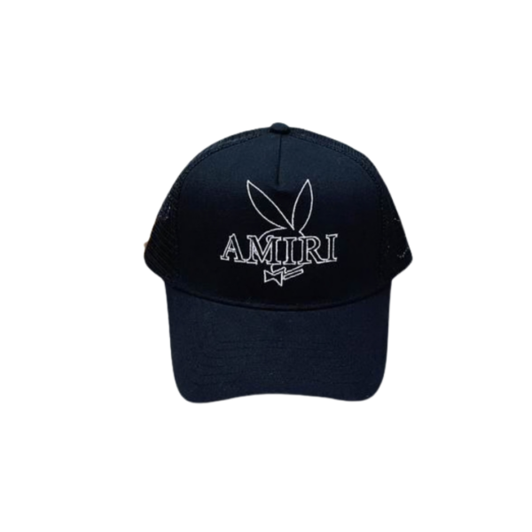 AMIRI Logo Text Printed On The Top Cap Black