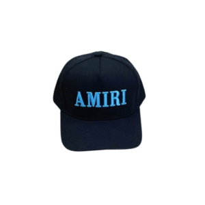 AMIRI Blue Logo Text Printed On The Top Cap Black