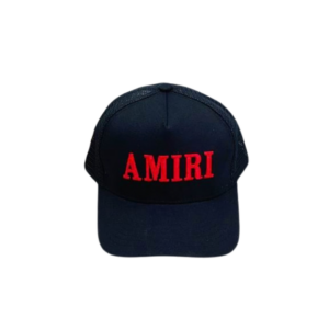 AMIRI Red Logo Text Printed On The Top Cap Black