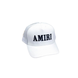 AMIRI Black Logo Text Printed On The Top Cap White