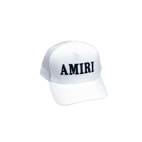 AMIRI Black Logo Text Printed On The Top Cap White