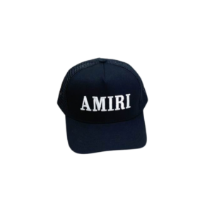 AMIRI White Logo Text Printed On The Top Cap Black