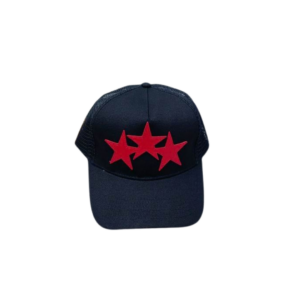 AMIRI Three Star Trucker Red Cap Black