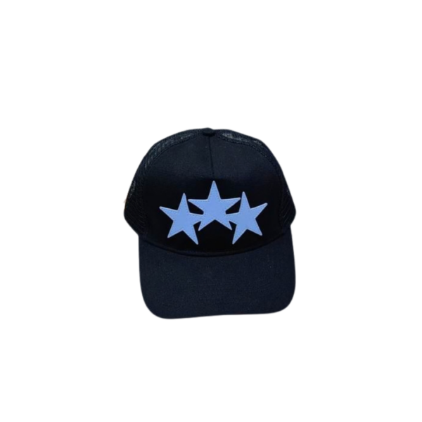 AMIRI Three Star Trucker Carolina Blue Cap Black