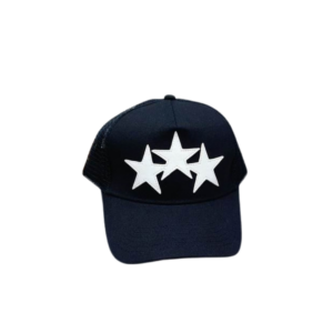 AMIRI Three Star Trucker White Cap Black