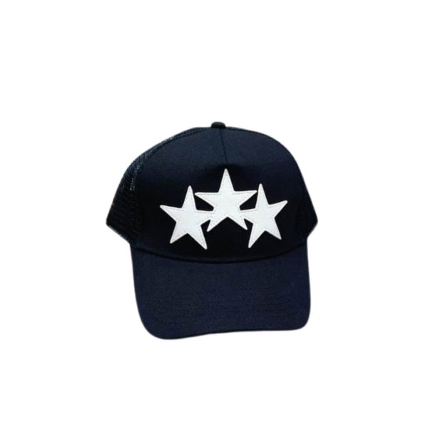 AMIRI Three Star Trucker White Cap Black