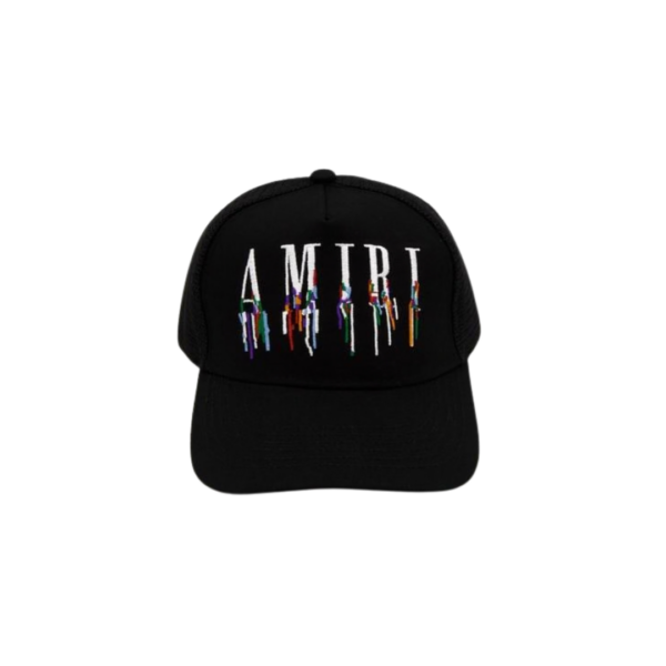 AMIRI Multicolour Drip Effect Logo Text Printed On The Top Cap Black