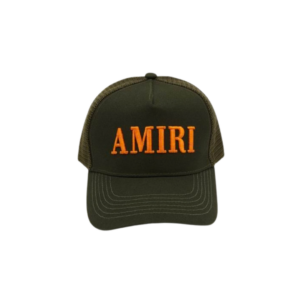 AMIRI Orange Logo Text Printed On The Top Cap Olive Green