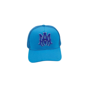 AMIRI Blue Logo Text Monogram Printed On The Top Cap Deep Sky Blue