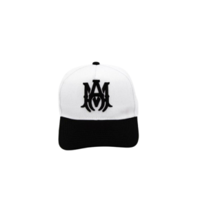 AMIRI Black Logo Text Monogram Printed On The Top Cap White Black