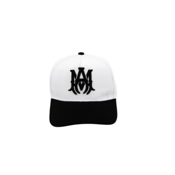 AMIRI Black Logo Text Monogram Printed On The Top Cap White Black